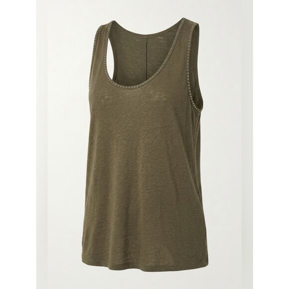 Massimo Tops - OLIVE DRAB GREEN TANK TOP WITH SILVER RIVET TRIM SIZE XXL
